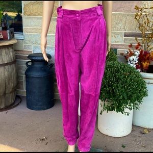 Real Suede Pink Vintage 80’s high waist pants